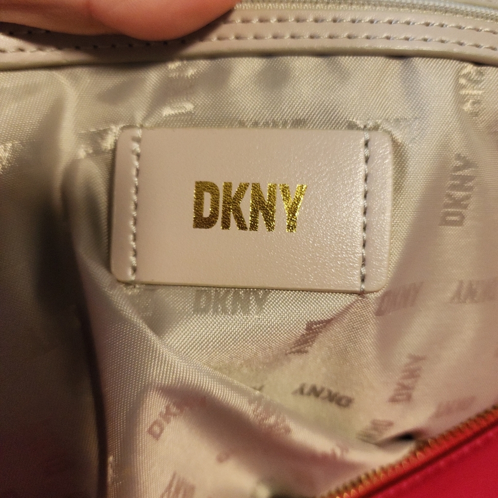 DKNY Hadlee Medium Tote Hot Pink Faux Fur with Shoulder Strap Bag - Picture 9 of 15